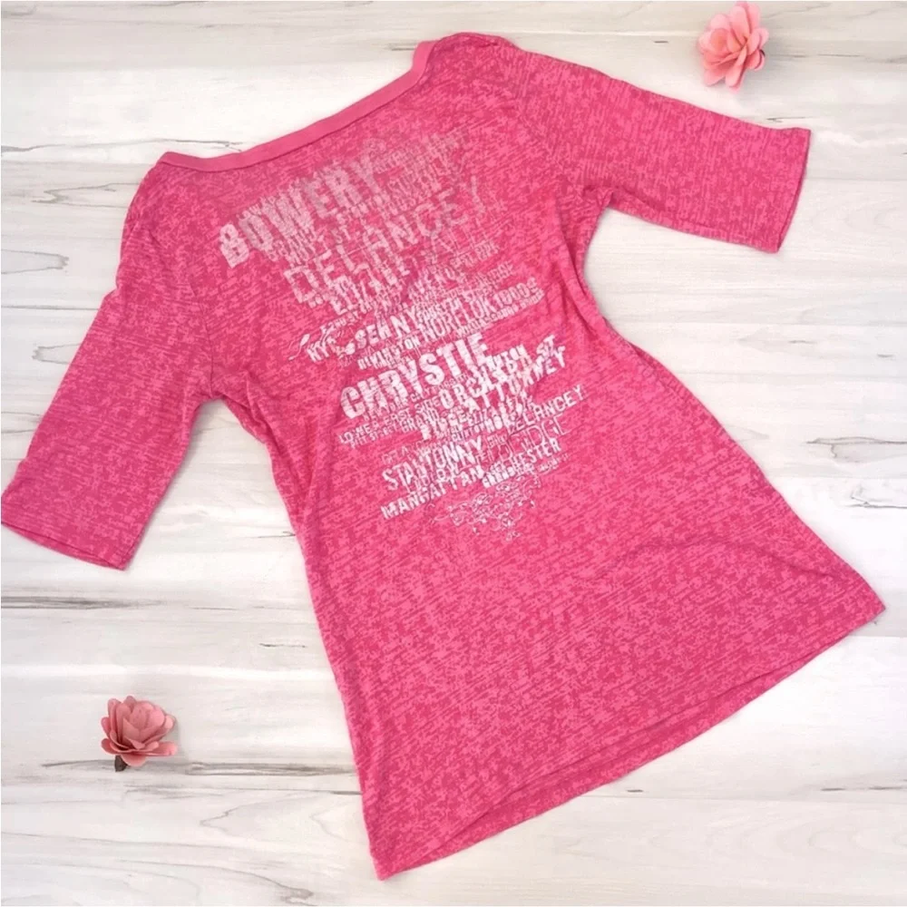🌸3/$30🌸 Express Hot Pink 1/2 Sleeve V-Neck Workout Tee Shirt - Women's
